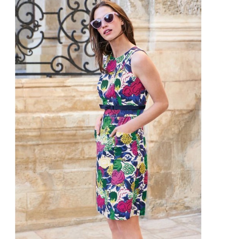 Boden multi color printed Retro Pocket shift dress